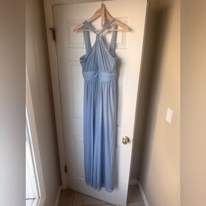 Light Blue Halter Bridesmaid Dress